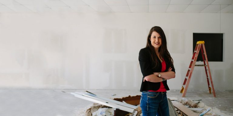 A UCB Customer at her carpentry business.